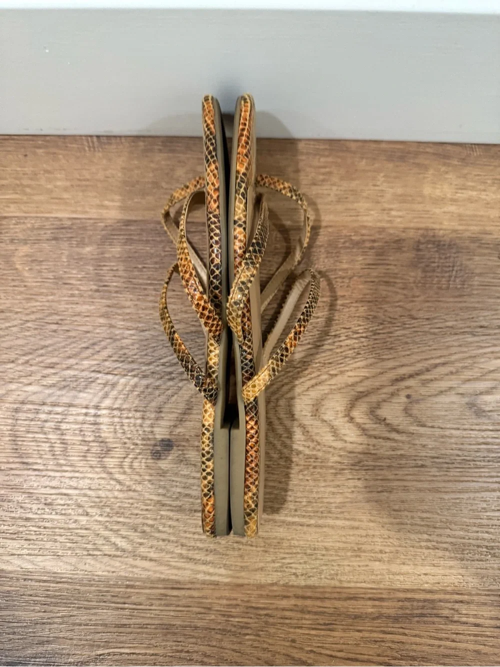 Banana Republic Brown Snake-Print Strappy Slide Sandals